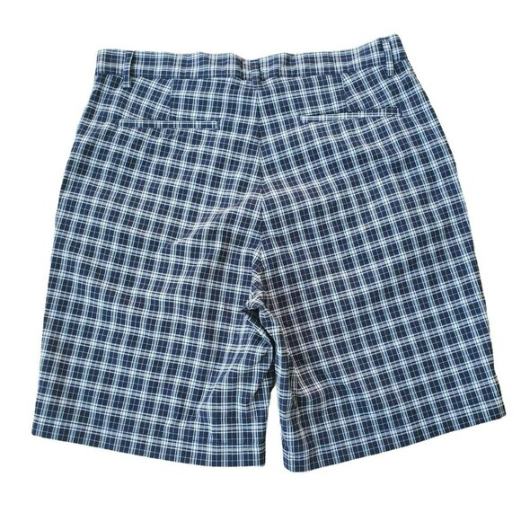 Chaps 78 Men's Classic Fit Flat Front Plaid Check Golf Shorts Blue/White Size 34 - Picture 3 of 11